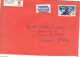 USA -  1992 - Air Mail - 50 USAirmail Harriet Quimby - Viaggiata  SAN FRANCISCO - S.DONA' DI PIAVE-VENEZIA -ERINNOFILO- - Cartas & Documentos
