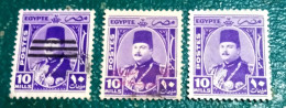 Egypt 1945, 3 Stamps Of Farouk Stamps ( Regular, 3 Bars Cancel, Overprinted King Of Egypt) - Gebruikt