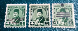 Egypt 1945, 3 Stamps Of Farouk Stamps ( Regular, 3 Bars Cancel, Overprinted King Of Egypt, 2 Mint Stamp - Oblitérés