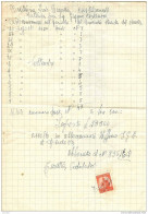 DEMOCRATICA £.10  -  USATO  NEL 1951  COME MARCA DA BOLLO SU FATTURA   TURETTA  - CASTELNUOVO  PADOVA - Fiscale Zegels