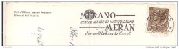 MERANO, CENTRO IDEALE  DI VILLEGGIATURA, TIMBRO POSTE MERANO  TARGHETTA , CARTOLINA VIAGGIATA 1956 X  ROMA, VAL D'ULTIMO - Hostelería - Horesca