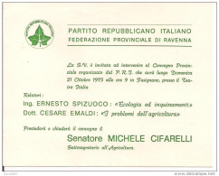 PARTITO REPUBBLICANO ITALIANO, RAVENNA, INVITO  CONVEGNO PROVINCIALE, 1973, - Partidos Politicos & Elecciones