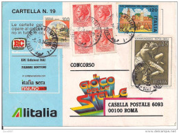 IL GIOCO DELLE STELLE,CONCORSO CARTELLA N.19, PUBBLICITA RAI, FABBRI EDIRTORI, ITALIA SERA, RAIUNO, ALITALIA, 1984, - Sin Clasificación