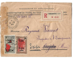 Madagascar Lettre Recommandée Juin 1944 Censure Censor Saidia Maroc - Briefe U. Dokumente