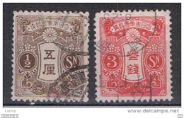 JAPAN:  1913  COAT  OF  ARMS  -  2  USED  STAMPS  -  YV/TELL. 117 + 121 - Used Stamps