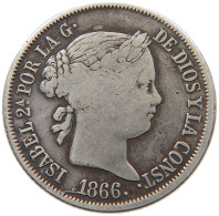 SPAIN 40 CENTIMOS 1866 40 CENTIMOS, ISABELLE II 1866 40 CENTIMOS #MA 001528 - Premières Frappes