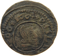 SPAIN 16 MARAVEDIS 1664 FELIPE IV. OFF-CENTER #MA 022468 - First Minting