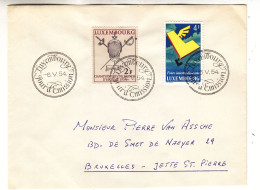 Luxembourg - Lettre FDC De 1954 - Oblit Luxembourg - Escrime - Valeur 60 € ++ - Storia Postale