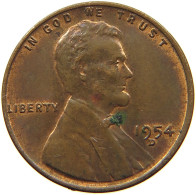 UNITED STATES OF AMERICA CENT 1954 D LINCOLN WHEAT #MA 100785 - 1909-1958: Lincoln, Wheat Ears Reverse