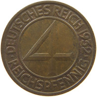 WEIMARER REPUBLIK 4 PFENNIG 1932 A  #MA 021763 - 4 Reichspfennig