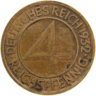 WEIMARER REPUBLIK 4 PFENNIG 1932 A  #MA 104230 - 4 Reichspfennig