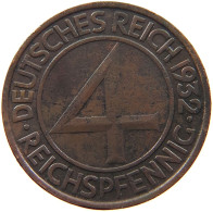 WEIMARER REPUBLIK 4 PFENNIG 1932 A  #MA 099914 - 4 Reichspfennig