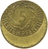 WEIMAR 5 PFENNIG 1924 WEIMAR - DEZENTRIERUNG FEHLPRÄGUNG VERPRÄGUNG 5 PFENNIG 1924 #MA 000303 - 5 Renten- & 5 Reichspfennig