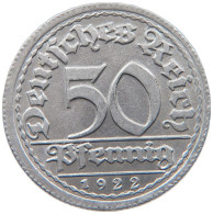 WEIMARER REPUBLIK 50 PFENNIG 1922 G  #MA 104477 - 50 Rentenpfennig & 50 Reichspfennig