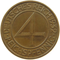 WEIMARER REPUBLIK 4 REICHSPFENNIG 1932 F  #MA 101018 - 4 Reichspfennig