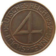 WEIMARER REPUBLIK 4 PFENNIG 1932 G  #MA 099920 - 4 Reichspfennig