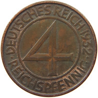 WEIMARER REPUBLIK 4 PFENNIG 1932 D  #MA 099910 - 4 Reichspfennig