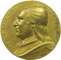 ZINZENDORF MEDAILLE 1922 ZINZENDORF, NIKOLAUS LUDWIG AUF DIE 200 JAHRFEIER DER BEGRÜNDER GRAF ZINZENDORF #MA 013539 - Autres & Non Classés