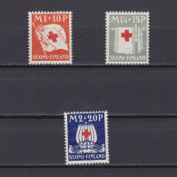 FINLAND 1930, Sc# B2-B4, Semi-postal Stamps, Red Cross Society, MH - Nuevos