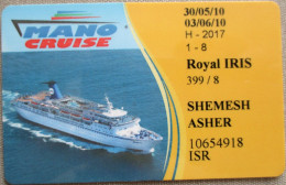 ISRAEL HOTEL MANO SAPANUT SHIPPING MARITIME CRUISE LLAVE CLE CLEF DE CHAMBRE HOTELKARTE ROOM KEY CARD ZIMMERSCHLUSSEL - Etiquetas De Hotel