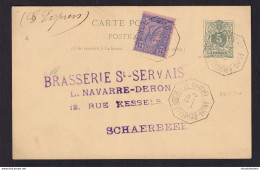 DDAA 747 -- BELGIUM - Entier Postal + TP 48 En EXPRES - Cachet Télégr. BXL Porte De Namur 1891 Vers Brasserie ST SERVAIS - Bières