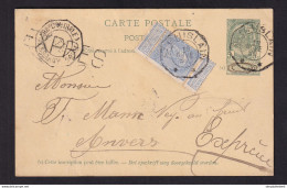 DDAA 740 -- Entier Postal + TP Fine Barbe En EXPRES - Cachet Télégraphique ST GHISLAIN 1899 Vers ANVERS Gare Centrale - Postcards 1871-1909