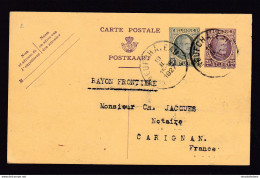 DDAA 597 -- Entier Postal Houyoux NEUFCHATEAU 1927 Vers CARIGNAN Ardennes - TARIF FRONTALIER  EXACT 30 C - Briefkaarten 1909-1934