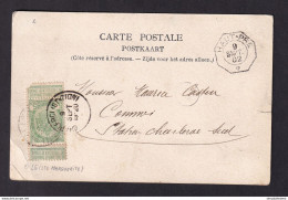 DDZ 863 - Carte-Vue TP Armoiries LIEGE 1902 Vers CHARLEROI - Griffe De Gare D' Origine Cachet Télégraphique De HAUT-PRE - Francobolli Telegrafici [TG]