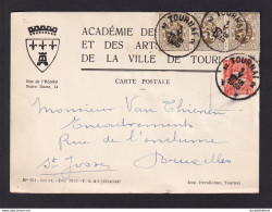 DDZ 591 - Archive Vanthienen (Encadreur à BXL) - Carte TP Héraldique + Mercure TOURNAI 1935 - Académie Des Beaux-Arts - 1929-1937 Heraldieke Leeuw