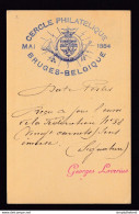 DDBB 958 -- Entiel Postal Armoiries BRUGES 1889 - Au Verso , Cachet Illustré Cercle Philatélique De BRUGES Mai 1884 - Postcards 1871-1909