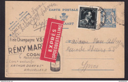 DDBB 626 -- Carte Publibel 606 Par EXPRES - Bruxelles 1945 Vers YPRES - Cognac Remy Martin - Publibels