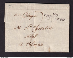 DDBB 619 -- Lettre Précurseur 96 VERVIERS 1801 Vers COLMAR - Origine Manuscrite DISON - Port Encre 7 Décimes - 1794-1814 (Periodo Francese)