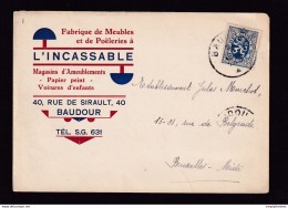 DDBB 168 - Carte Privée TP Lion Héraldique BAUDOUR 1933 - Entete Ameublement, Poeleries,Voitures D'enfants L' Incassable - 1929-1937 Leone Araldico