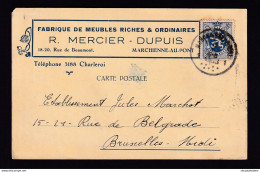 DDBB 160 - Carte Privée TP Lion Héraldique MARCHIENNE AU PONT 1933 - Entete Fabrique De Meubles Mercier-Dupuis - 1929-1937 Lion Héraldique