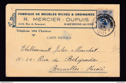 DDBB 160 - Carte Privée TP Lion Héraldique MARCHIENNE AU PONT 1933 - Entete Fabrique De Meubles Mercier-Dupuis - 1929-1937 León Heráldico