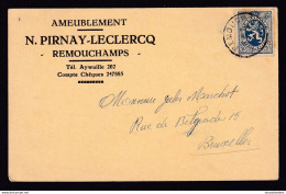 DDBB 161 - Carte Privée TP Lion Héraldique REMOUCHAMPS 1933 - Entete Ameublement Pirnay-Leclercq - 1929-1937 León Heráldico