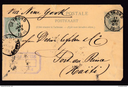 DDEE 685 -- Entier Postal Lion Couché ST TROND 1895 Vers PORT AU PRINCE / HAITI (Cachet Arrivée), Via NEW YORK - Cartes Postales 1871-1909