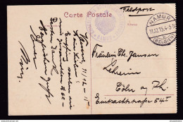 DDCC 879 - Carte-Vue En Feldpost NAMUR 1915 Vers Coln - Cachet Violet Kaiserliches Gouvernementsgericht Namur - Armée Allemande