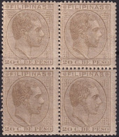 Philippines 1882 Sc 87 Filipinas Ed 65 Block MNH** Gum Crazing Perf Separation - Filippine