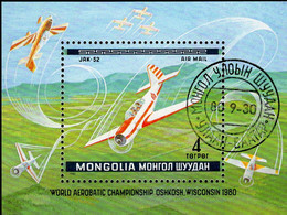 Flug-Schau USA 1980 Mongol Block 64 O 5€ Champion Aero-Batic JAK-52 M/s Bloque Bloc Hoja S/s Aeroship Sheets Bf Mongolia - Mongolie