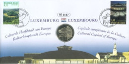 BELGIUM  - 2007 - SPECIAL F.D,C W/ STAMPS AND COIN COMMOMRAITING JOINT ISSUE WITH LUXEMBOURG. - 1999-2010