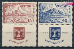 Israel 57-58 Mit Halbtab (kompl.Ausg.) Mit Falz 1951 Unabhängigkeit (10256690 - Ungebraucht (ohne Tabs)