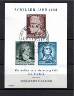 East Germany (DDR) 1955 Sheet Schiller Stamps (Michel Block 12) Nice Used - 1950-1970