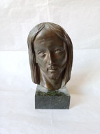 Scultura Di Volto Di Cristo In Bronzo - Bronzi