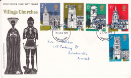 Great Britain 1972 FDC Village Churches - 1971-1980 Em. Décimales