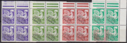 C TP Préoblitéré Coq Bloc De 4 N° 109 8f Violet, 113 20f Vert, 116 40f Rouge-brun, 118 55f Vert-jaune, Neuf ** - 1953-1960