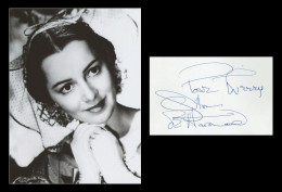Olivia De Havilland (1916-2020)- Authentic Signed Album Page + Photo - Paris 80s - Actores Y Comediantes 