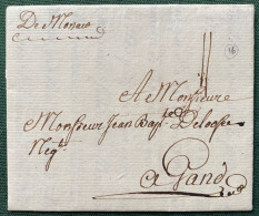 PORT MAURICE 1781 Marque Manuscrite " DE MONACO " Pour La Belgique à GAND Port De 11 Sols SUPERBE - ...-1885 Prephilately