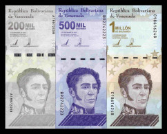 Venezuela Set 200000 500000 1000000 Bolívares 2020 Pick 112-114 Sc Unc - Venezuela