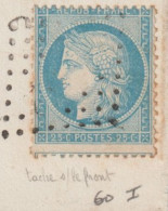 1872 - SUPERBES VARIETES CERES Sur DEVANT De LETTRE Avec LOSANGE EVIDE ! De NOYON (OISE) - BOITE RURALE NON IDENTIFIEE - 1871-1875 Cérès